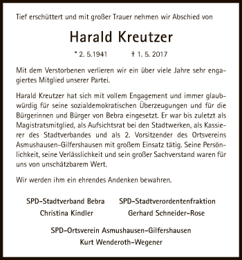 Traueranzeige von Harald Kreutzer von HNA