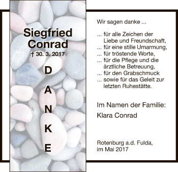 Traueranzeige von Siegfried Conrad von HNA