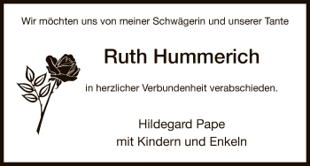 Traueranzeige von Ruth Hummerich von HNA