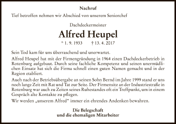Traueranzeige von Alfred Heupel von HNA