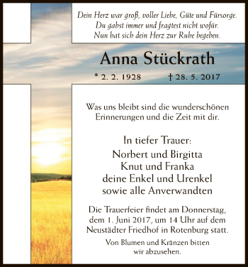 Traueranzeige von Anna Stückrath von HNA