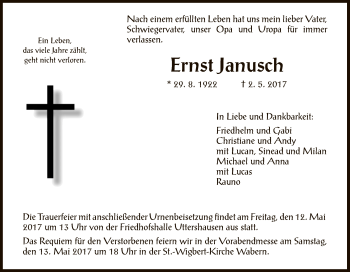 Traueranzeige von Ernst Janusch von HNA