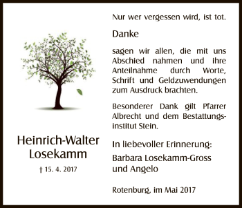 Traueranzeige von Heinrich-Walter Losekamm von HNA