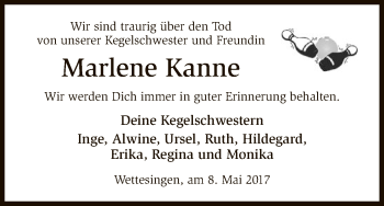 Traueranzeige von Marlene Kanne von HNA