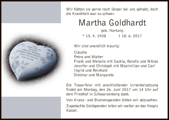 Traueranzeige von Martha Goldhardt von HNA