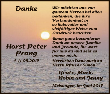 Traueranzeige von Horst Peter Prang von HNA