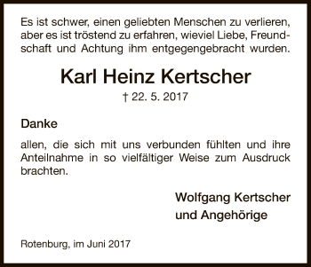 Traueranzeige von Karl Heinz Kertscher von HNA