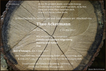 Traueranzeige von Theo Ackermann von HNA