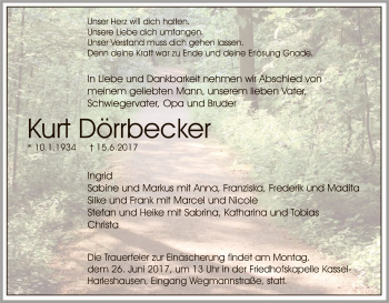 Traueranzeige von Kurt Dörrbecker von HNA