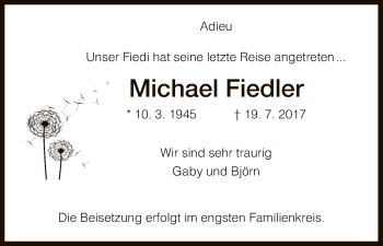 Traueranzeige von Michael Fiedler von HNA