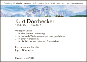 Traueranzeige von Kurt Dörrbecker von HNA