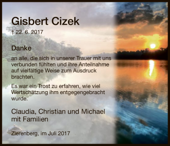 Traueranzeige von Gisbert Cizek von HNA