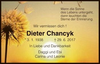 Traueranzeige von Dieter Chancyk von HNA