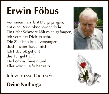 Traueranzeige von Erwin Föbus von HNA