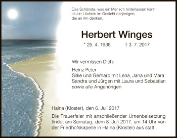 Traueranzeige von Herbert Winges von HNA