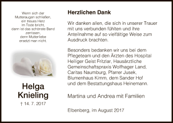 Traueranzeige von Helga Knieling von HNA