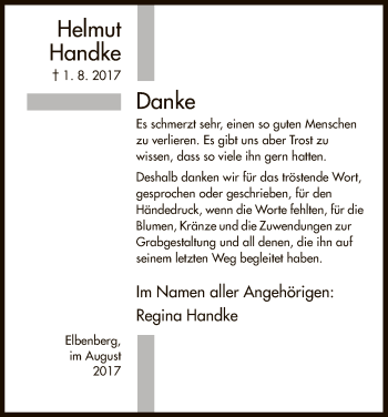 Traueranzeige von Helmut Handke von HNA