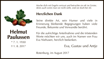 Traueranzeige von Helmut Paulussen von HNA