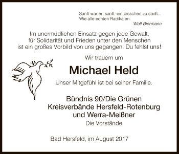 Traueranzeige von Michael Held von HNA