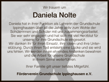 Traueranzeige von Daniela Nolte von HNA