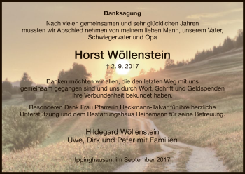 Traueranzeige von Horst Wöllenstein von HNA