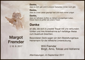Traueranzeige von Margot Fremder von HNA
