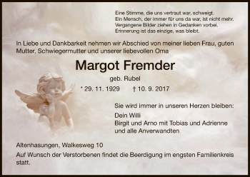 Traueranzeige von Margot Fremder von HNA