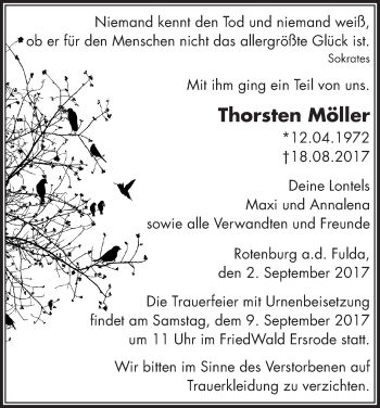 Traueranzeige von Thorsten Möller von etm