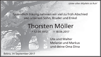 Traueranzeige von Thorsten Möller von etm