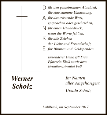 Traueranzeige von Werner Scholz von HNA