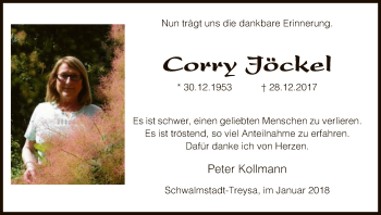 Traueranzeige von Corry Jöckel von HNA