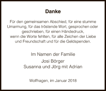 Traueranzeige von Danke  von HNA