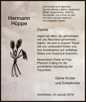 Traueranzeige von Hermann Hüppe von HNA