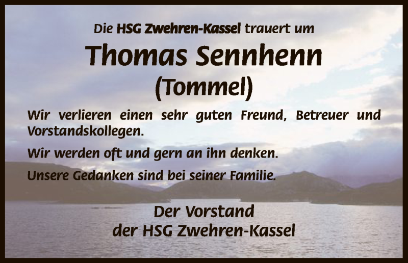  Traueranzeige für Thomas Sennhenn vom 24.01.2018 aus HNA