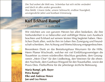 Traueranzeige von Karl Eckhard Rumpf von HNA