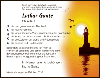 Traueranzeige von Lothar Gante von HNA