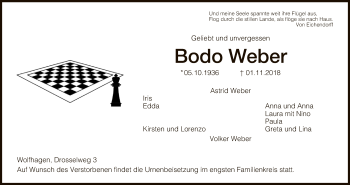 Traueranzeige von Bodo Weber von HNA