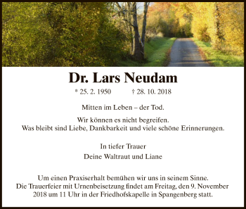 Traueranzeige von Lars Neudam von HNA