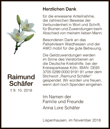 Traueranzeige von Raimund Schäfer von HNA