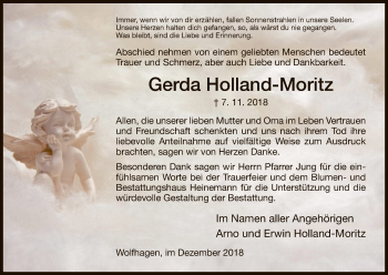 Traueranzeige von Gerda Holland-Moritz von HNA