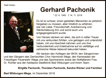 Traueranzeige von Gerhard Pachonik von HNA