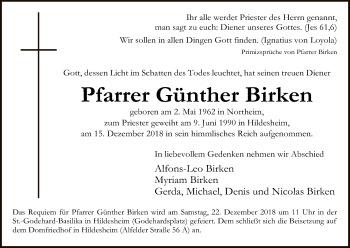 Traueranzeige von Günther Birken von HNA