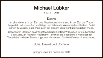 Traueranzeige von Michael Lübker von HNA