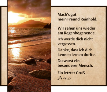 Traueranzeige von Reinhold  von HNA