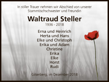Traueranzeige von Waltraud Steller von HNA