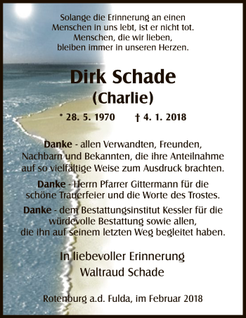 Traueranzeige von Dirk Schade von HNA