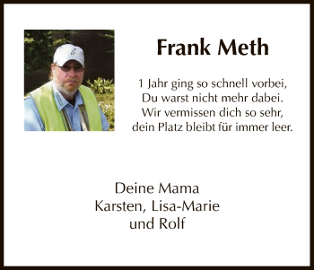 Traueranzeige von Frank Meth von HNA