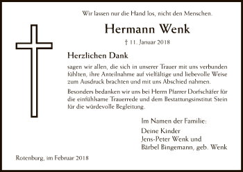Traueranzeige von Hermann Wenk von HNA