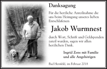 Traueranzeige von Jakob Wurmnest von etm