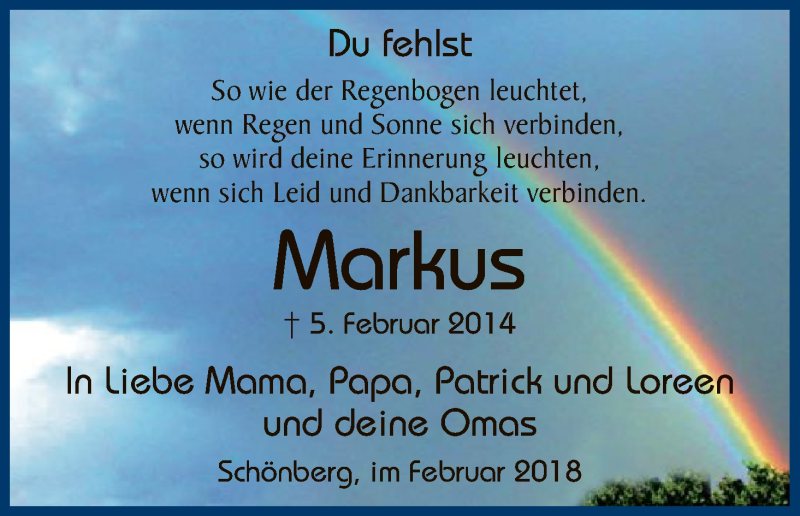  Traueranzeige für Markus Ganz vom 05.02.2018 aus HNA